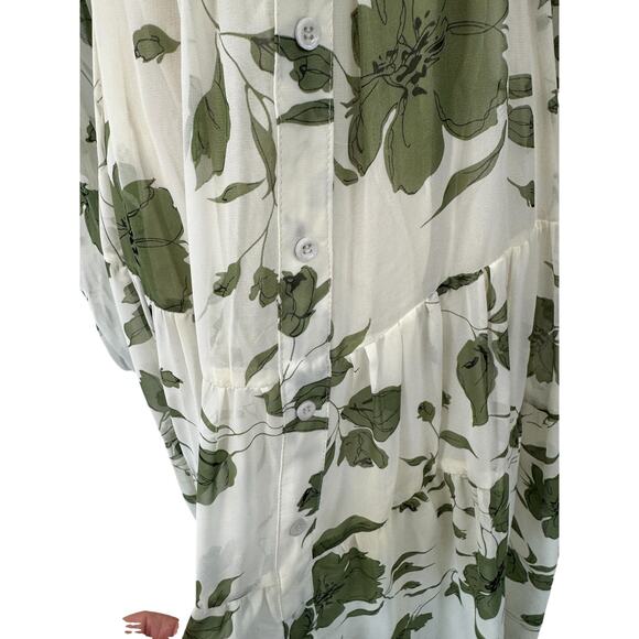 LULUS,Maxi, Sheer, Tiered Layers Prairie Dress,Split Sleeve, Size S, Flowing, - Picture 15 of 15